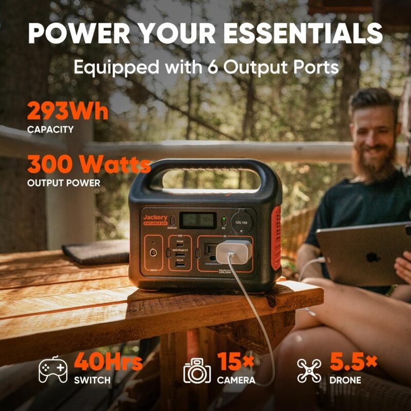 Jackery Portable Power Station Explorer 300, 293Wh Backup Lithium Battery, Solar Generator for Outdoors Camping Travel Hunting Blackout (Solar Panel Optional) - Image 3