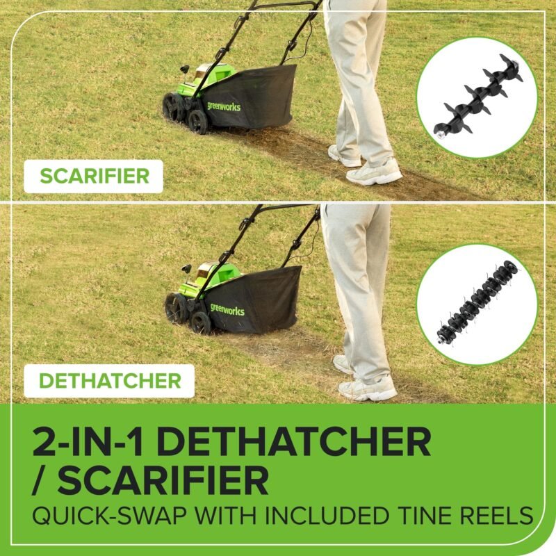 Greenworks 13 Amp 14-Inch Corded Dethatcher / Scarifier, DT13B00 - Image 17